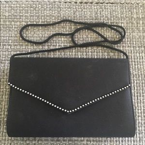 Black Evening Bag with Rhinestone Trim